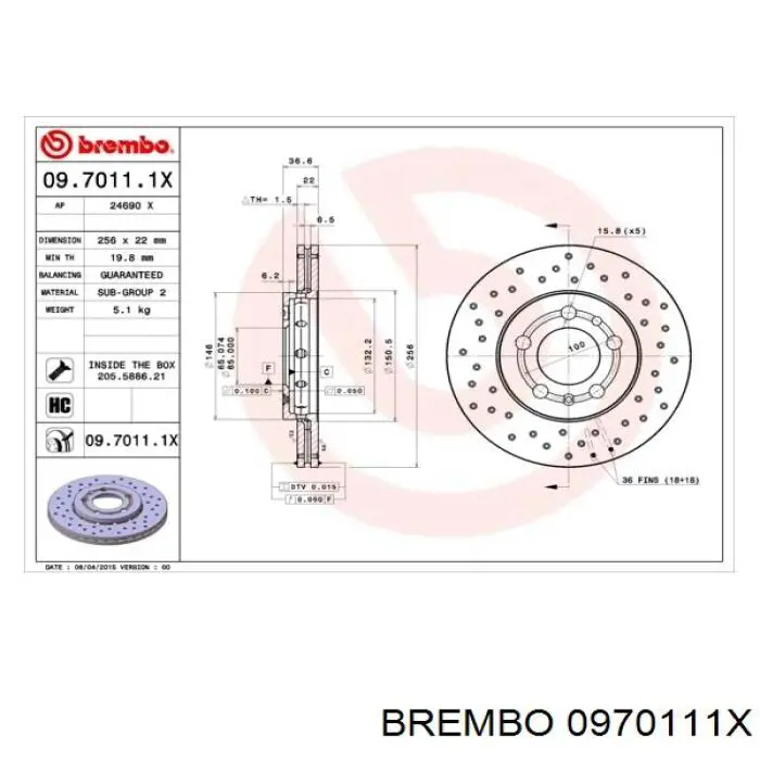 0970111X Brembo disco de freno delantero