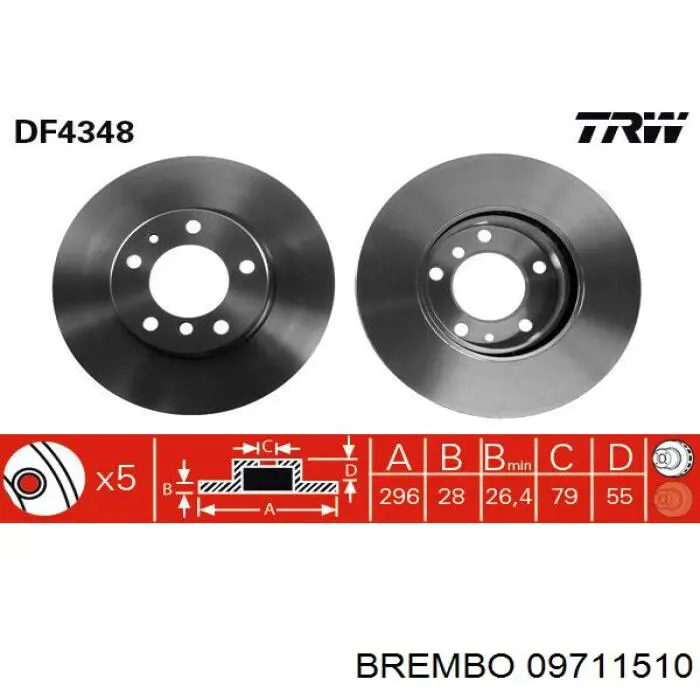 09711510 Brembo freno de disco delantero