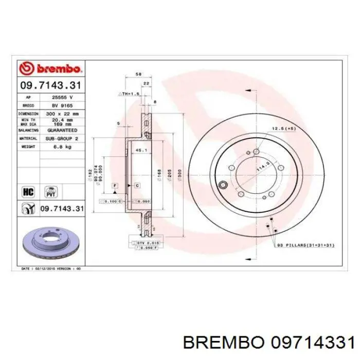 09.7143.31 Brembo disco de freno delantero