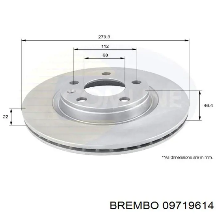 09719614 Brembo freno de disco delantero