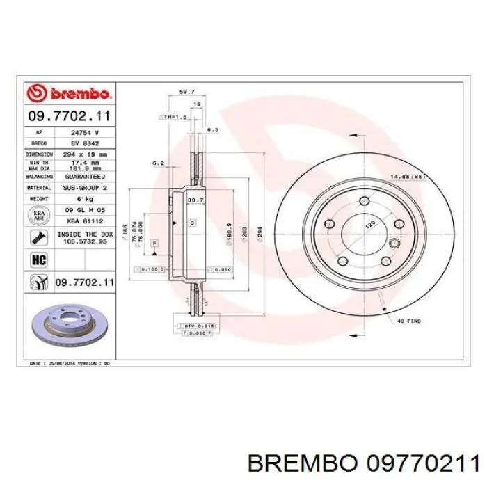 09.7702.11 Brembo disco de freno trasero