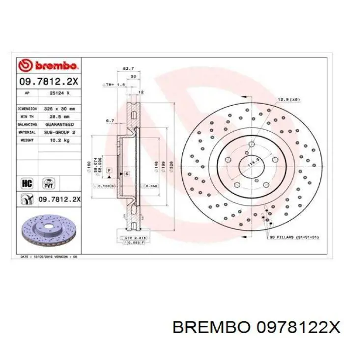 Frenos delanteros Brembo 0978122X precio, desde 98,19 EUR