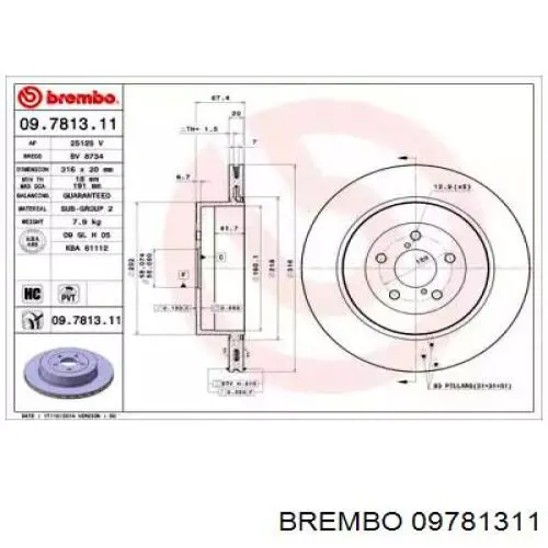 09.7813.11 Brembo disco de freno trasero