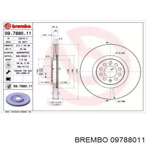 Frenos delanteros Brembo 09788011 precio, desde 52,55 EUR