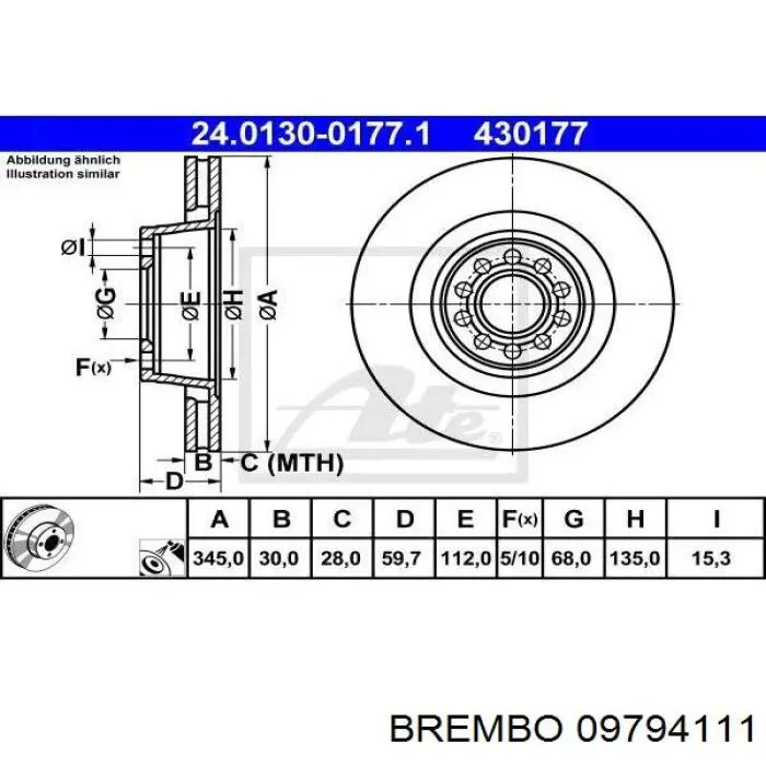Comprar 09794111 Brembo Freno de disco delantero