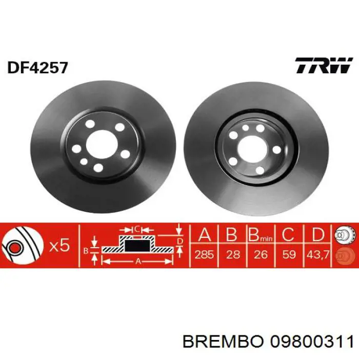 Frenos delanteros Brembo 09800311 precio, desde 47,92 EUR