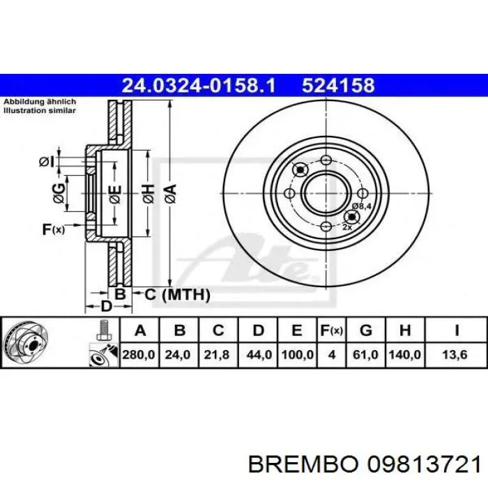 Disco de freno 09813721 Brembo
