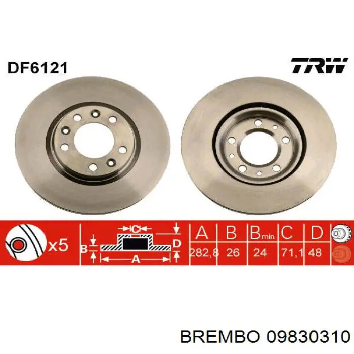 09.8303.10 Brembo freno de disco delantero