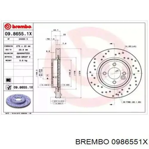 09.8655.1X Brembo freno de disco delantero