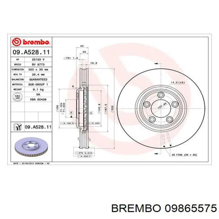 09.8655.75 Brembo disco de freno delantero