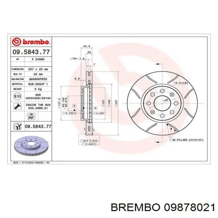09878021 Brembo Discos