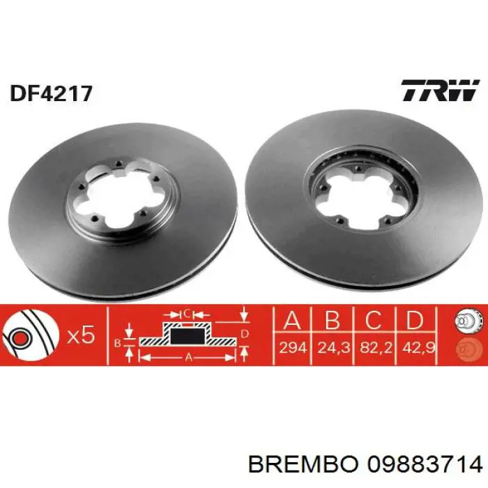 Comprar 09883714 Brembo Freno de disco delantero