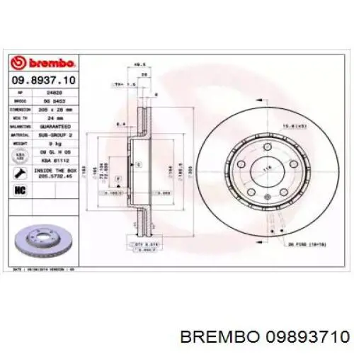 Discos Brembo 09893710