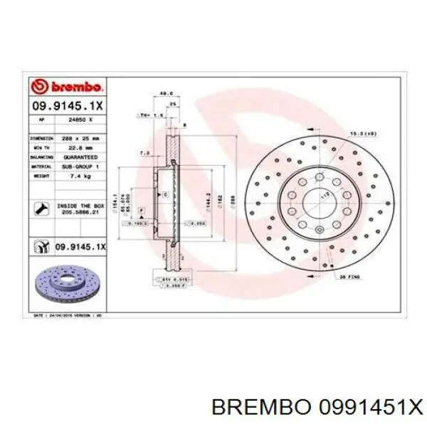 Freno de disco delantero Volkswagen Caddy 2 9K9