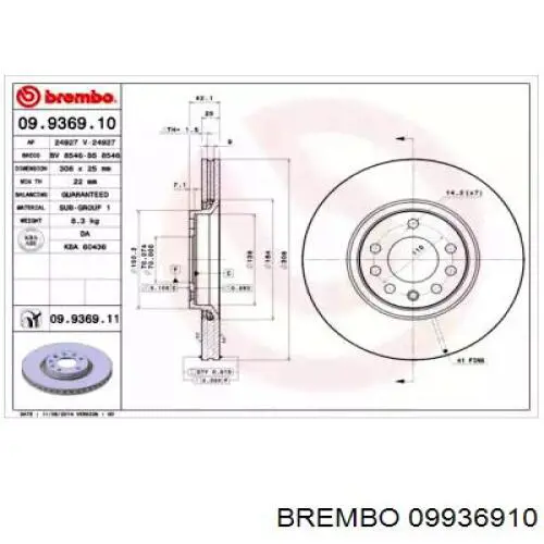 Disco de freno 09936910 Brembo