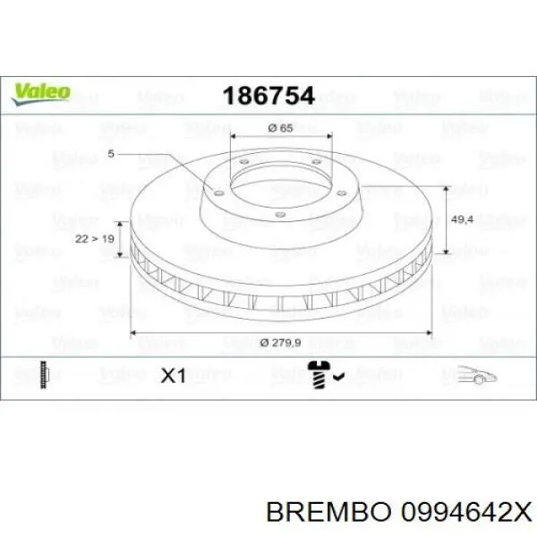 Comprar 0994642X Brembo Freno de disco delantero