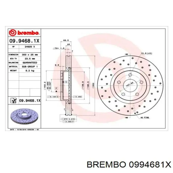 09.9468.1X Brembo freno de disco delantero