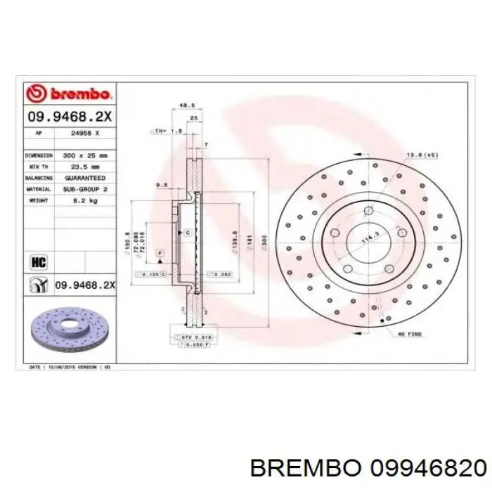 Frenos delanteros Brembo 09946820 precio, desde 43,39 EUR