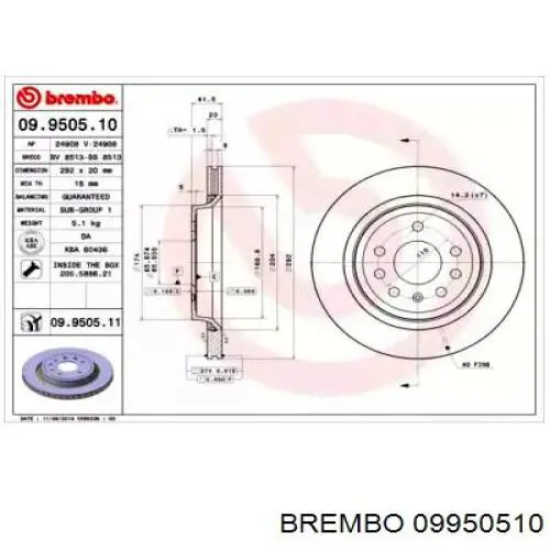 09950510 Brembo disco de freno trasero