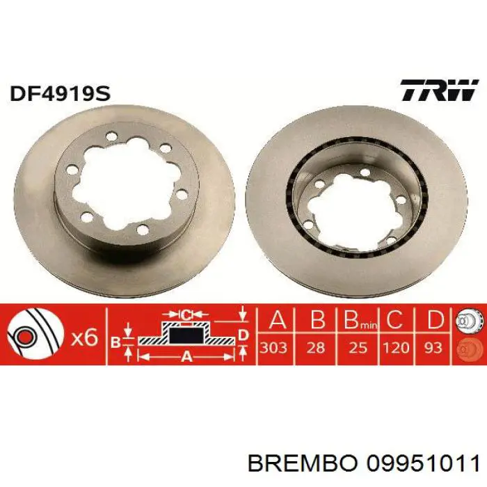 09.9510.11 Brembo disco de freno trasero