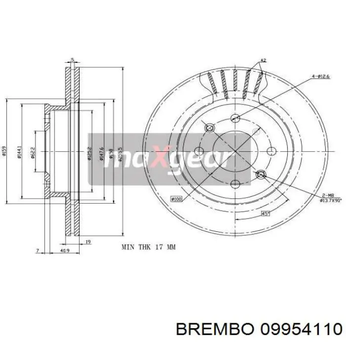 Disco de freno 09954110 Brembo