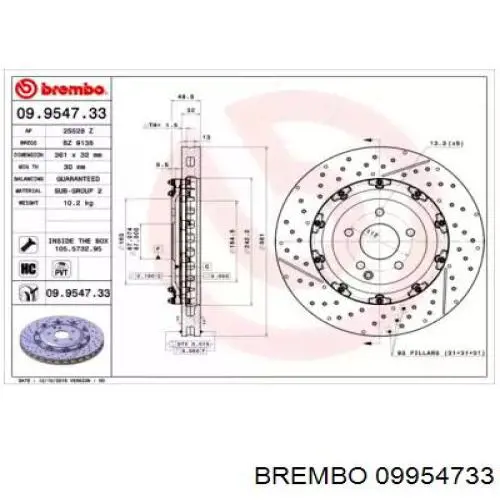Disco de freno 09954733 Brembo