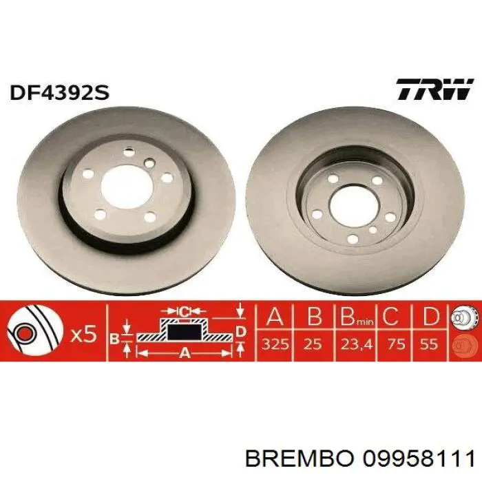 09.9581.11 Brembo freno de disco delantero