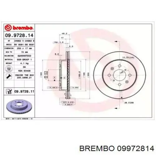 09972814 Brembo freno de disco delantero