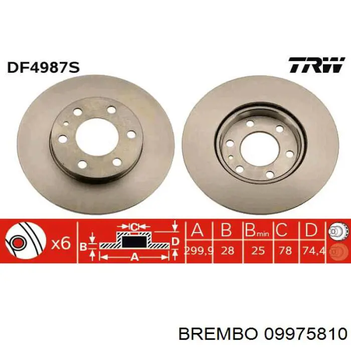 09.9758.10 Brembo freno de disco delantero