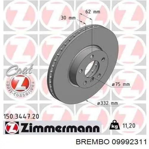Frenos delanteros Brembo 09992311 precio, desde 70,79 EUR