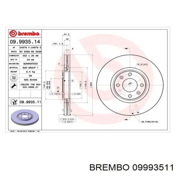 09.9935.11 Brembo freno de disco delantero