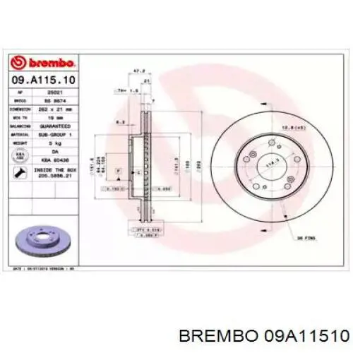 09.A115.10 Brembo freno de disco delantero