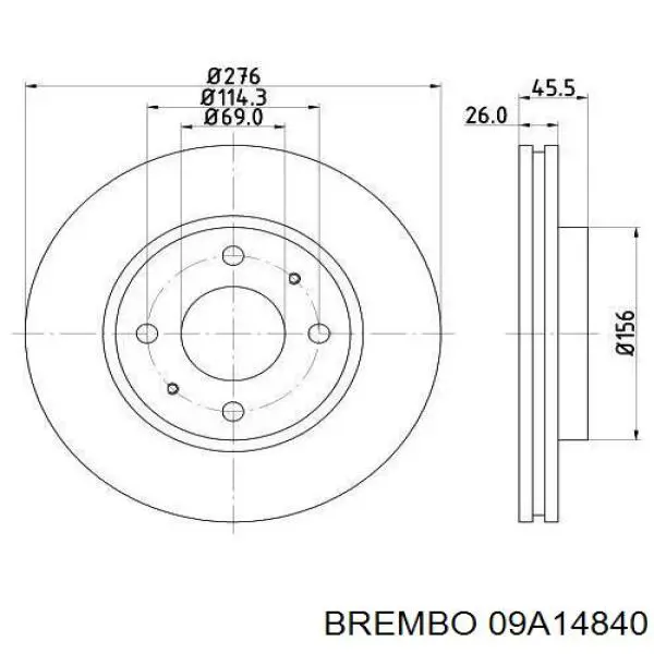 Disco de freno 09A14840 Brembo