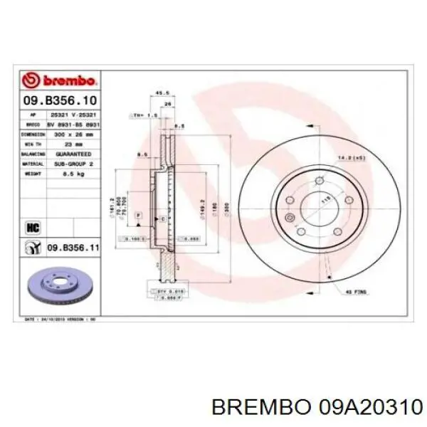 09A20310 Brembo disco de freno delantero