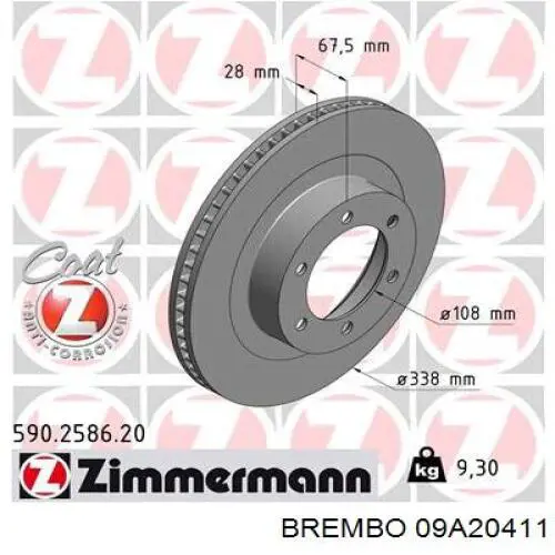09A20411 Brembo Discos