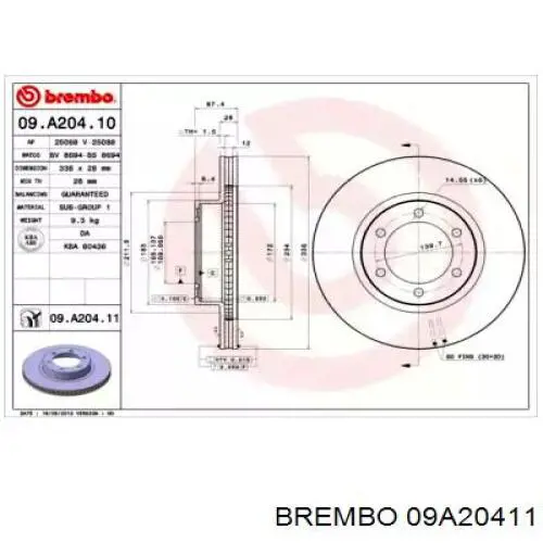 Comprar 09A20411 Brembo Freno de disco delantero