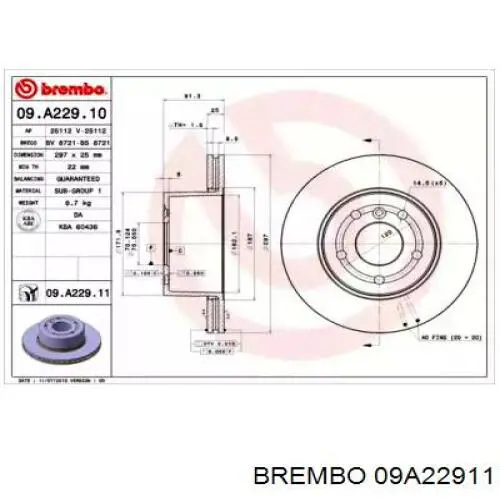 09.A229.11 Brembo freno de disco delantero