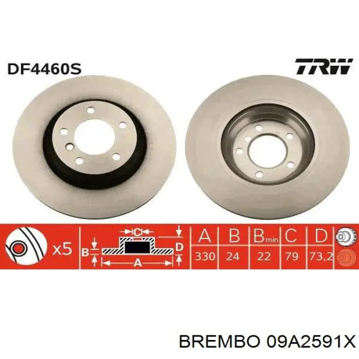 09A2591X Brembo disco de freno delantero