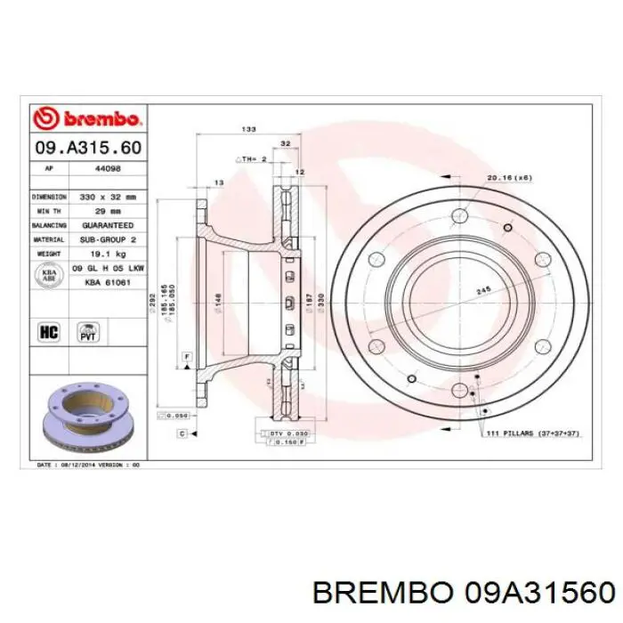 BBD6015S Borg&beck disco de freno trasero