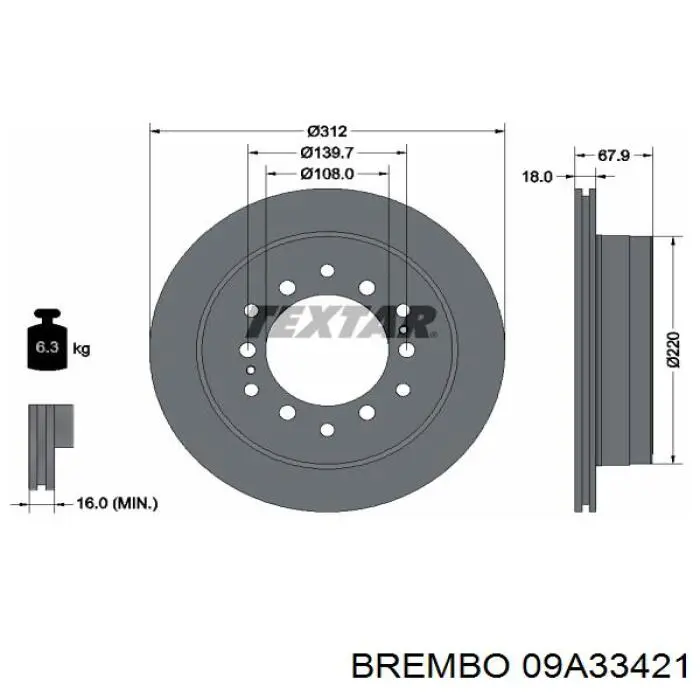Frenos traseros Brembo 09A33421