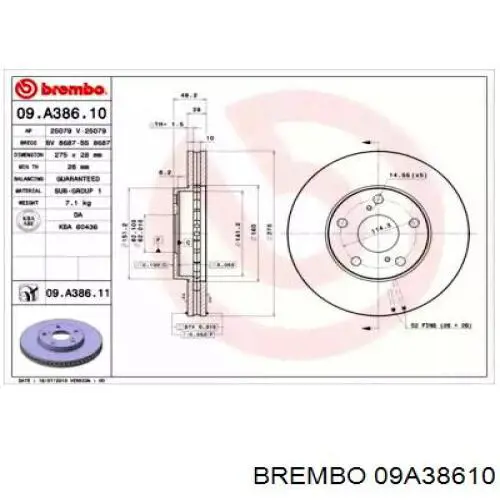 09A38610 Brembo disco de freno delantero