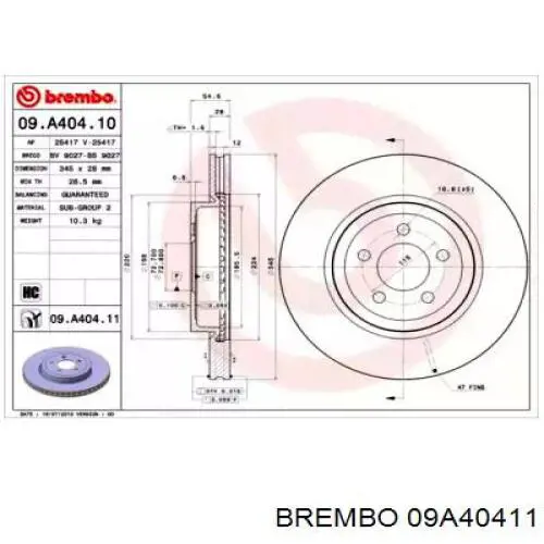 Frenos delanteros Brembo 09A40411 precio, desde 51,39 EUR
