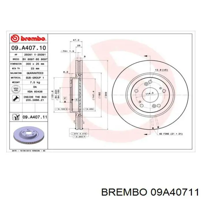09A40711 Brembo disco de freno delantero