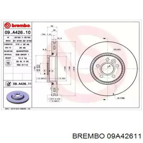 09A42611 Brembo Discos