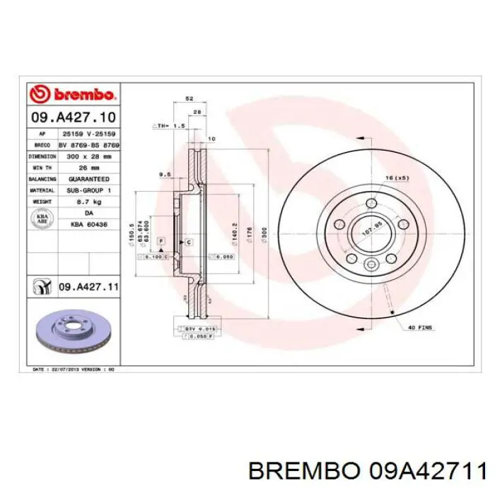 Frenos delanteros Brembo 09A42711 precio, desde 50,33 EUR