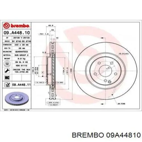 09A44810 Brembo freno de disco delantero