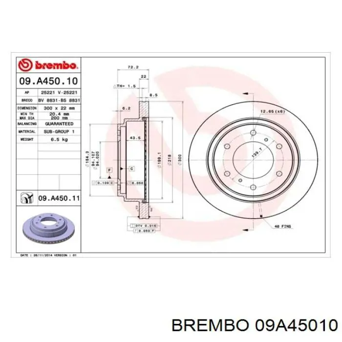 09A45010 Brembo disco de freno trasero