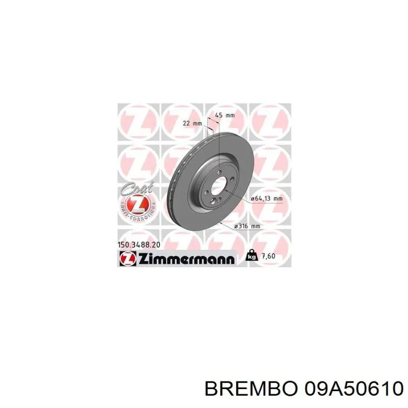 09A50610 Brembo disco de freno delantero