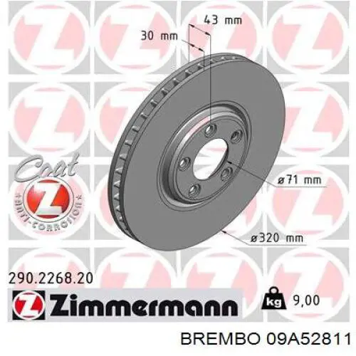 09A52811 Brembo disco de freno delantero