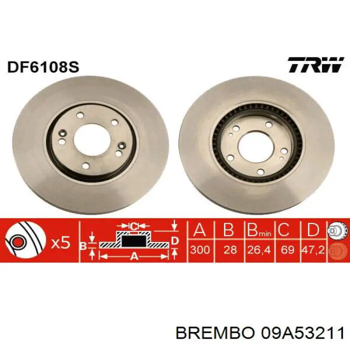 09.A532.11 Brembo freno de disco delantero